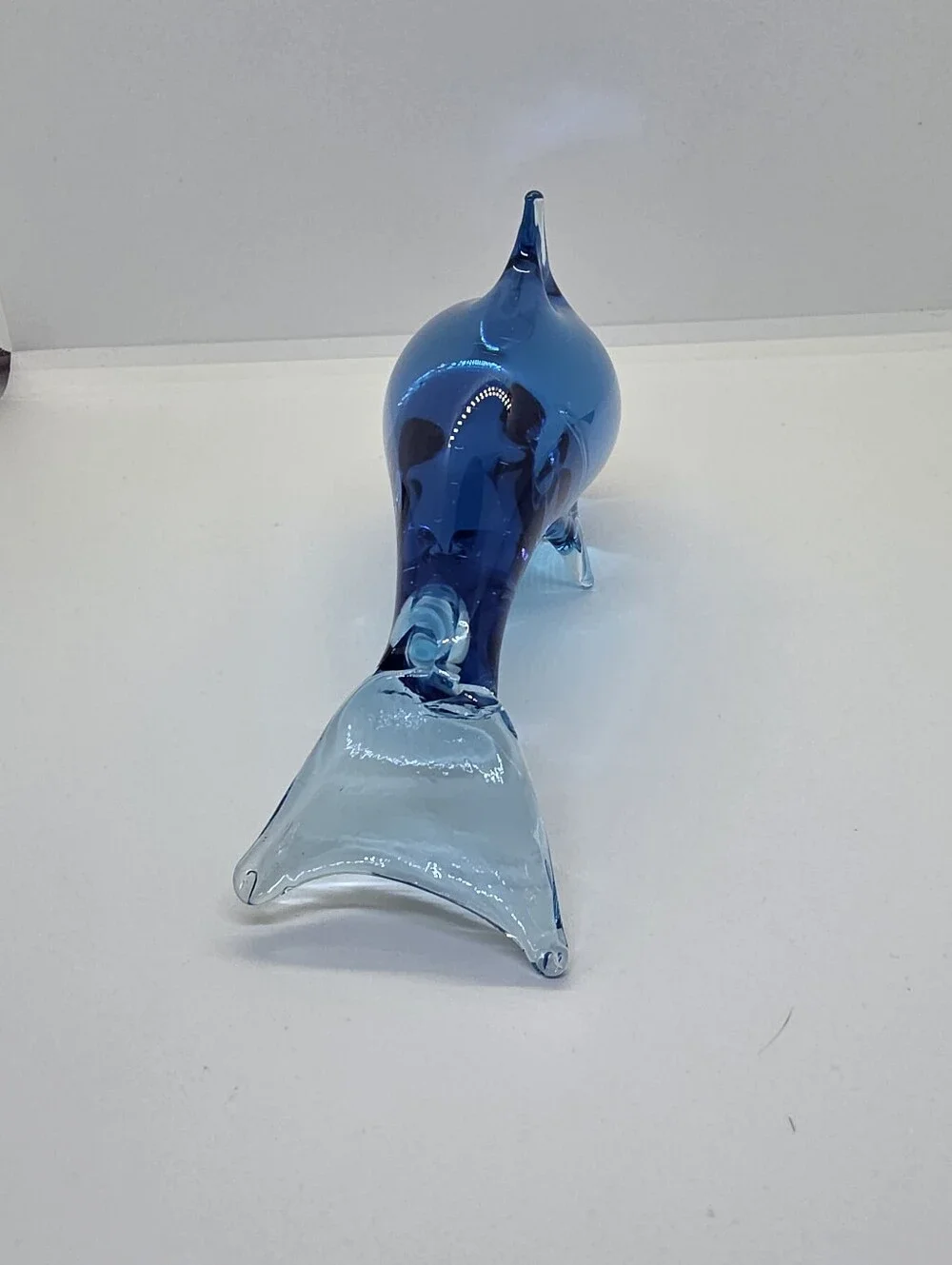 Blue Art Glass Dolphin Figurine - Decorative Home Accent